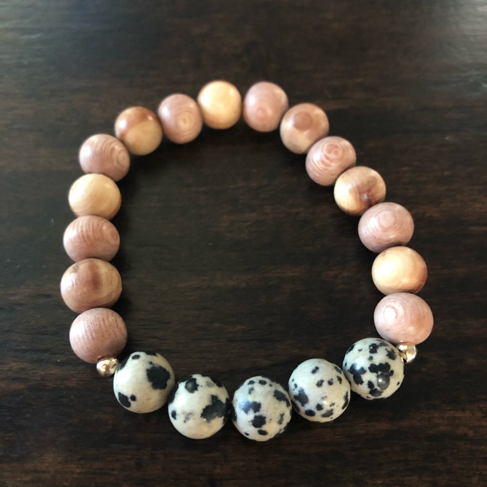 Black and white wood bracelet